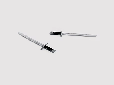 Weapons Two Knives Featuring Long Silver Blades And Black Handles 3d model