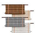 Stylish Plaid Curtains With Brown Gray Beige Patterns And Wooden Rods