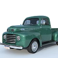 Green Classic Vintage Truck With Retro Design And Shiny Exterior
