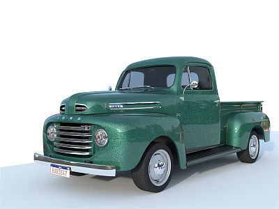 Green Classic Vintage Truck With Retro Design And Shiny Exterior 3d model