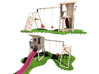 Modern Amusement Equipment Playground Slide Swing Amusement Recreation Equipment 3d model