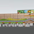 Modern Commercial Complex Featuring Fresh Food Market Supermarket Department Store Wooden Texture Green Design