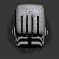 Vintage Metal Microphone With Striped Design And Round Base Classic Style