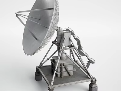 Military Parabolic Antenna Weapon System With Metal Frame Support Structure And Stable Base 3d model