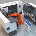 Industrial Equipment Workstation With CNC Machine Robotic Arm And Control Panel
