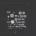 Various Architectural Building Components Including Round Roofs Rectangular Panels And Ladders