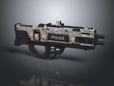Police Tactical Weapon With Camouflage Design Ergonomic Grip And Scope 3d model