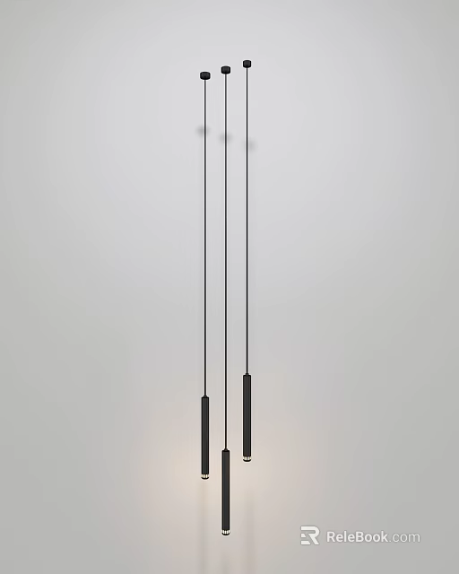 Modern Slim Black Chandelier With Multiple Hanging Rods For Interior Lighting 3d model