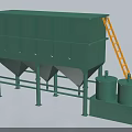 Green Industrial Sedimentation Tank With Multi Compartment Design Conical Bottom Yellow Ladder And Pipeline Connections