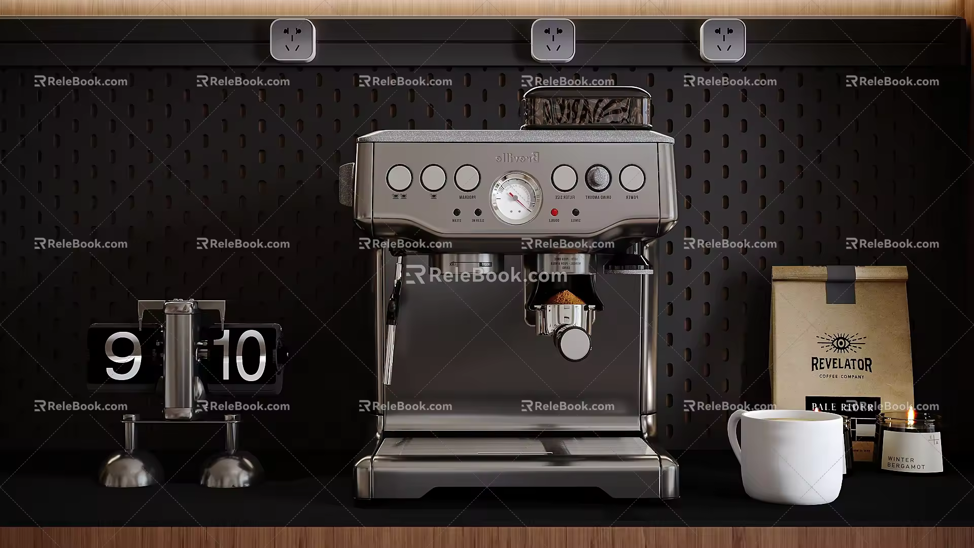modern coffee machine mechanical clock coffee bean cup 3d model