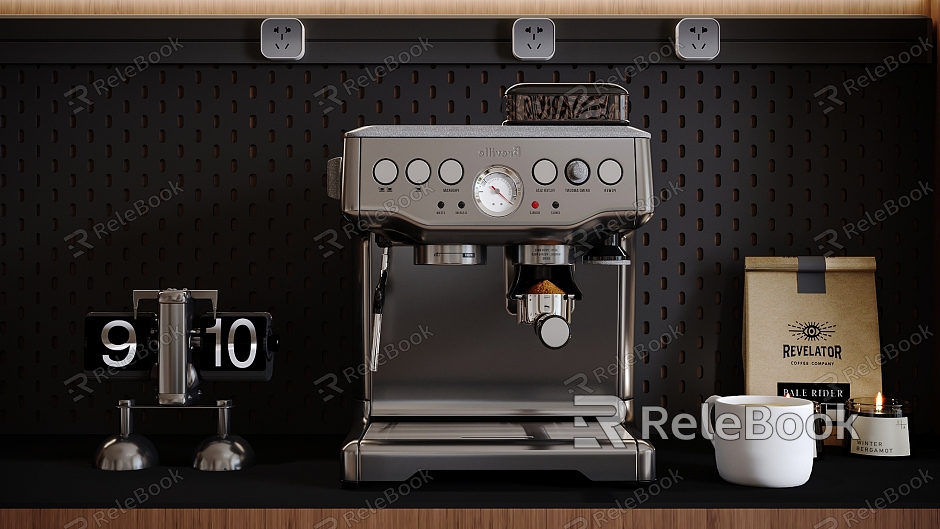 modern coffee machine mechanical clock coffee bean cup model