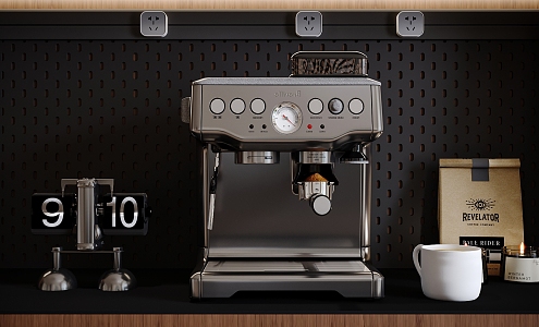 modern coffee machine mechanical clock coffee bean cup 3d model