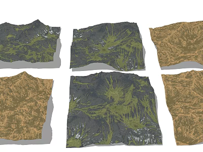 Park Landscape With Diverse Terrain Textures Green Vegetation Gray Rock And Brown Soil 3d model