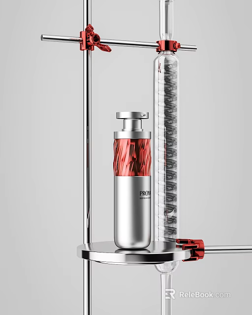 Elegant Modern Luxury Perfume Cosmetics Silver Bottle With Red Accent Design 3d model 