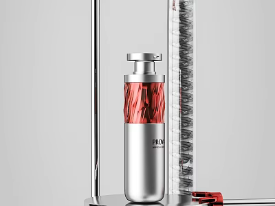 Elegant Modern Luxury Perfume Cosmetics Silver Bottle With Red Accent Design 3d model