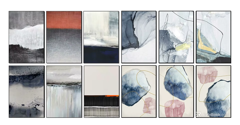 Modern Abstract Paintings With Diverse Textures And Artistic Compositions 3d model