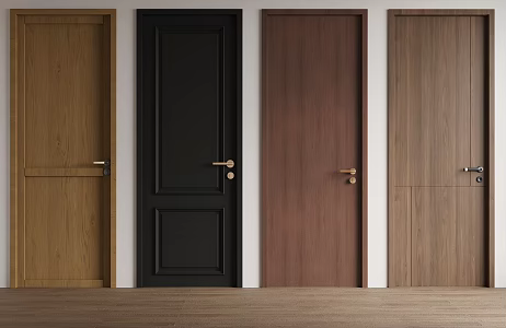Middle ancient style single door swing door 3d model