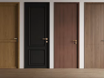 Middle ancient style single door swing door 3d model