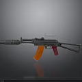 Modern Assault Rifle With Metal Barrel Orange Stock And Red Grip
