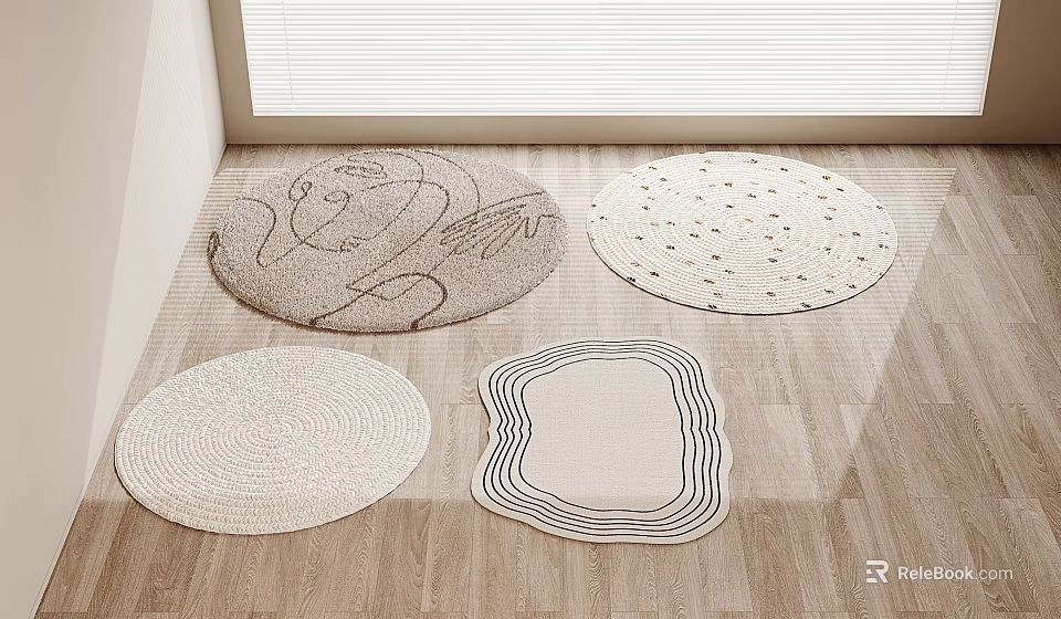 Modern Patterned Round Rugs With Woven Texture And Dot Design For Stylish Living Room 3d model 