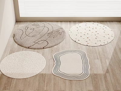 Modern Patterned Round Rugs With Woven Texture And Dot Design For Stylish Living Room 3d model