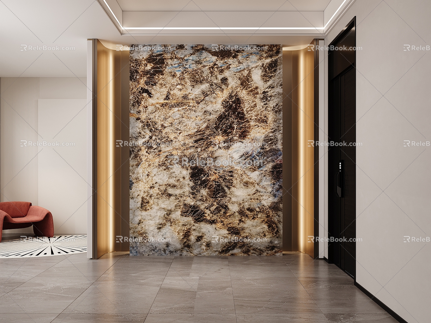 Transparent marble luxury stone background wall 3d model