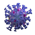 Virus 3D Rendering Showing Purple Structure With Pink Yellow Components And Spike Proteins 3d model