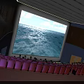 Cinema Experience With Large Screen Showing Ocean Waves And Seated Audience 3d model