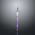 Elegant Fantasy Sword With Purple Blade And Silver Star Shaped Decorations