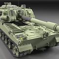 Modern Main Battle Tank With Green Camouflage Long Barrel Track System And Turret Equipment