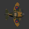 Camouflage Toy Airplane Model Royal Air Force Roundel Insignia Propeller Cockpit Dark Background Reflective Surface