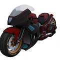 Futuristic Red And Black Motorcycle With Streamlined Design Transparent Windshield And Unique Wheels