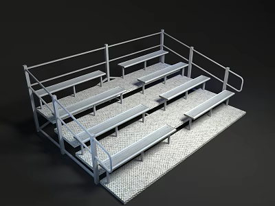 Metal Bleachers With Multiple Tiers Handrails And Perforated Metal Floor For Events 3d model