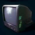 Vintage Television Two Units With Stickers Back Ports And Cables