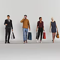 Diverse Group of People Standing Together with Shopping Bags in Various Outfits
