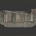 Detailed Miniature Cottage Model With Wooden Cabinet Red Roof And Stone Slab Base