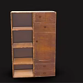 Wooden Wardrobe With Open Shelves And Drawers For Home Storage Design