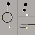 Modern Wall Lamps With Circular Light Rings Hanging Spheres And Sleek Metal Frames