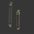 Two Black Cylindrical Support Equipment Pieces With Round Base And Top Connectors