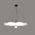 Modern White Chandelier With Wave Shaped Ring And Central Globe Bulb 3d model