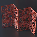 Red Laser Cut Room Divider With Ornate Patterns For Modern Interior Decor 3d model