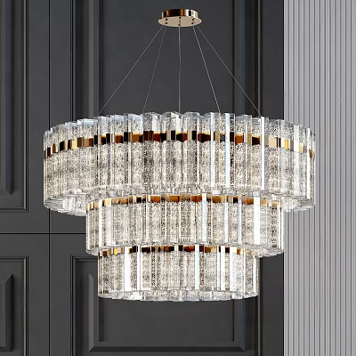 Luxurious Multi tiered Crystal Chandelier With Clear Crystals And Metallic Accents For Modern Interior 3d model