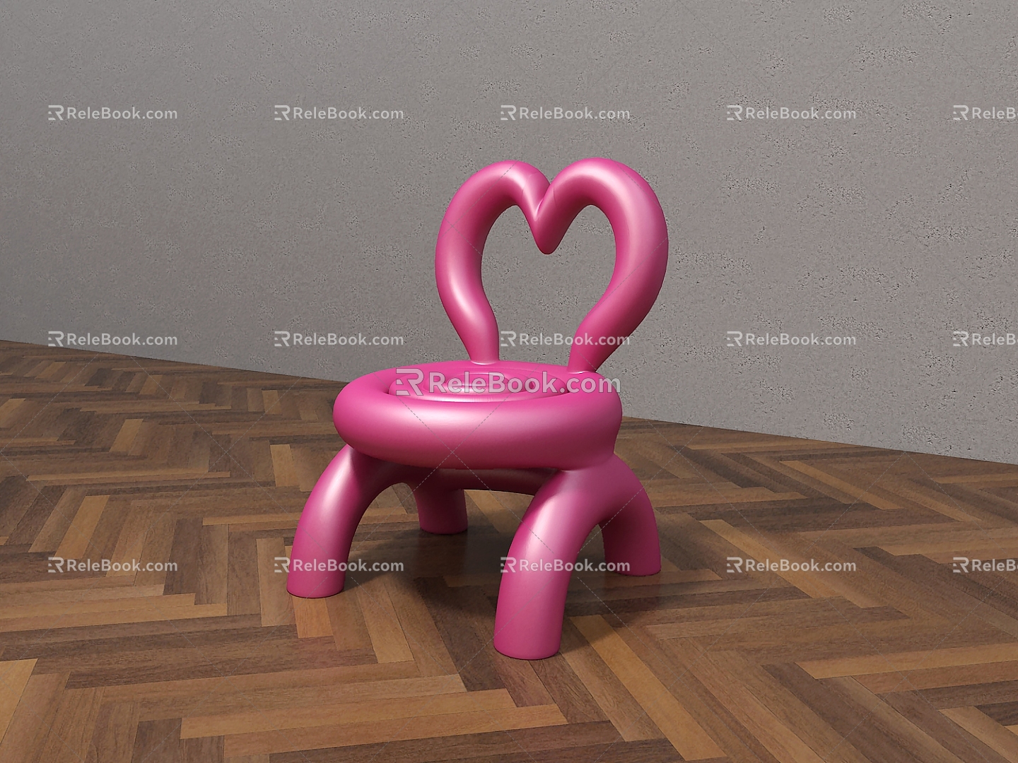 Children's Chair Seat Stool Cute Heart-shaped Low Stool Backrest Chair Cartoon Children's Furniture 3d model