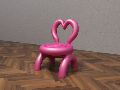 Children's Chair Seat Stool Cute Heart-shaped Low Stool Backrest Chair Cartoon Children's Furniture 3d model