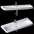 Modern White Wall Mounted Washbasin With Sleek Design And Chrome Faucet