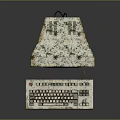 Vintage Electronic Computer With Worn Monitor Keyboard And Green Screen Text
