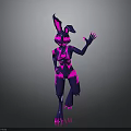 3D Cyberpunk Rabbit Character With Violet Pink Neon Accents And Futuristic Design