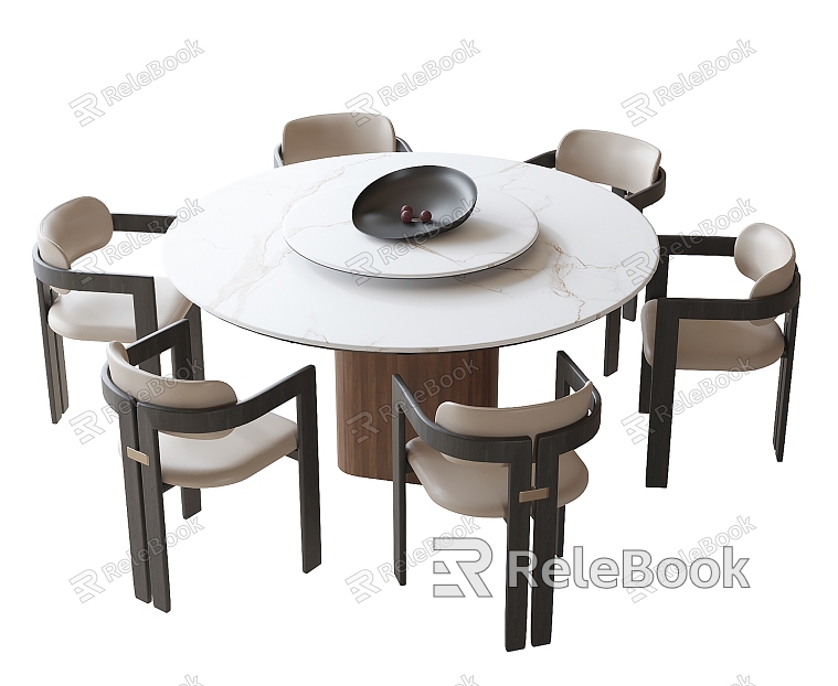 Dining Table and Chair Combination Round Dining Table Dining Chair Single Chair model