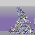 Commercial Large Floral Display Equipment With Various Colored Flowers And Woman Standing By