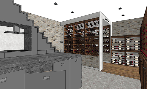 Modern Wine Cellar Villa Basement Wine Cellar Winery 3d model